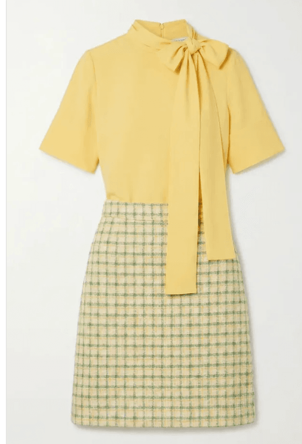 Your product: Yellow bow blouse & tweed skirt set